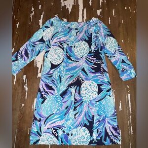 Hollee Bright Navy Alotta Colada Shirt Dress Pima Cotton Peru